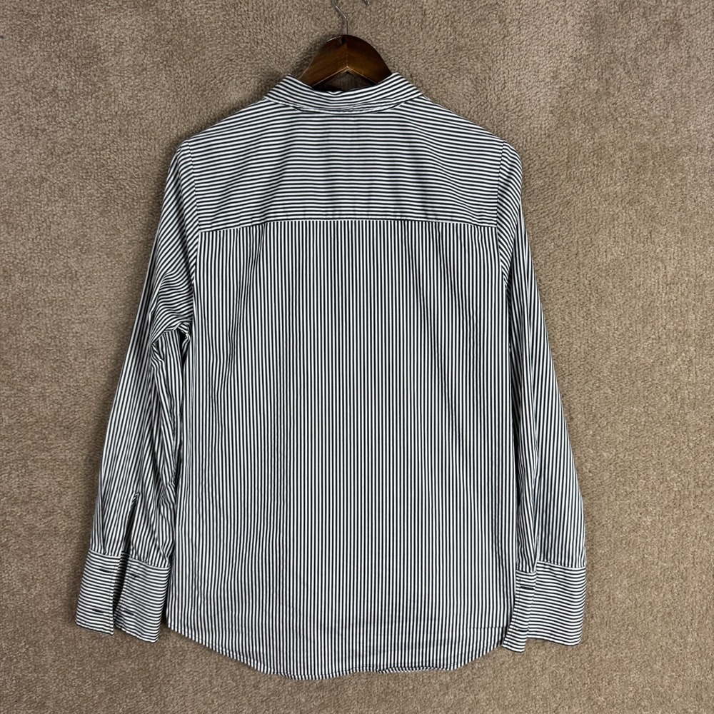 Untuckit Julianna Shirt Women's 12 Black/White‎ Stripe Stretch French Cuff Top - Picture 8 of 10